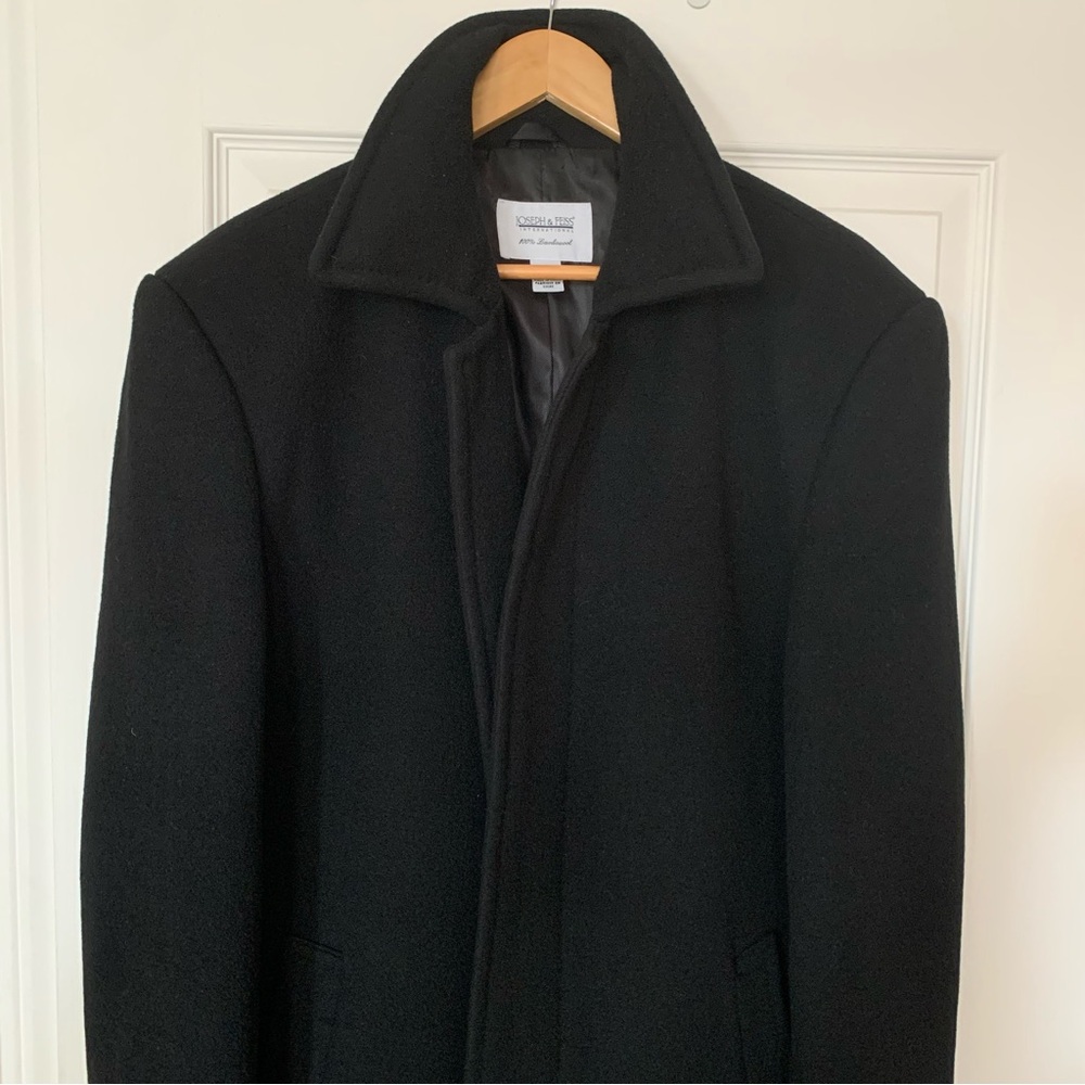Joseph & Feiss Men's Black Wool Overcoat 38R
